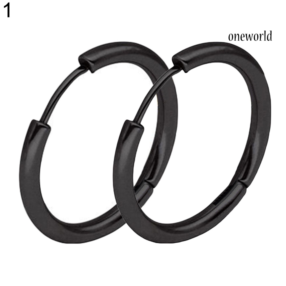 OW@ 1 Pair Stainless Steel Fashion Punk Unisex Ear Hoop Circle Earrings Jewelry Gift