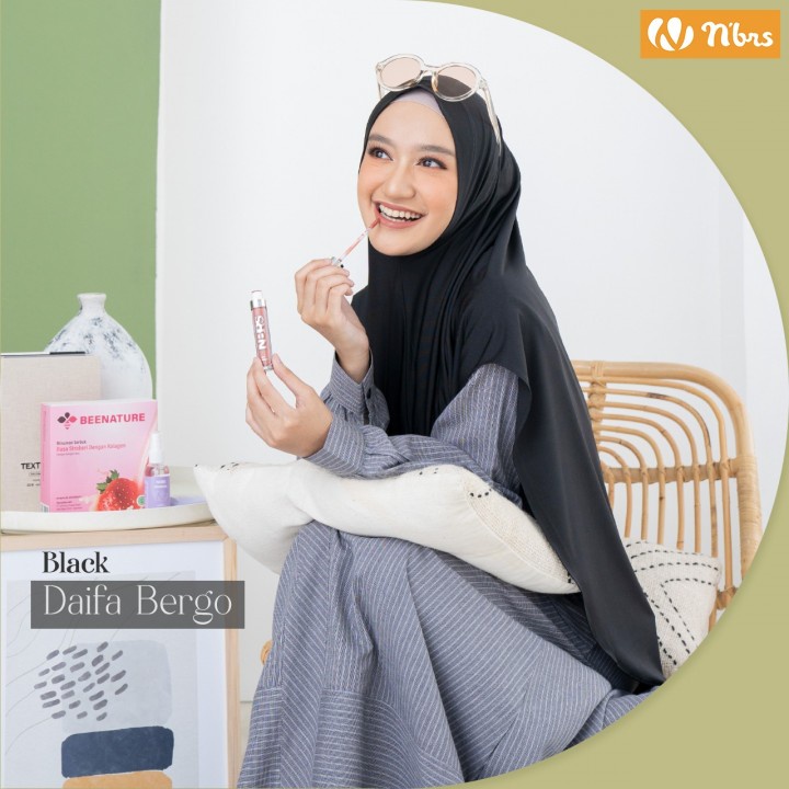 Nibras Hijab Daifa Bergo Bahan Teja Polyspandek Hijab Instant Polos Jilbab SYari