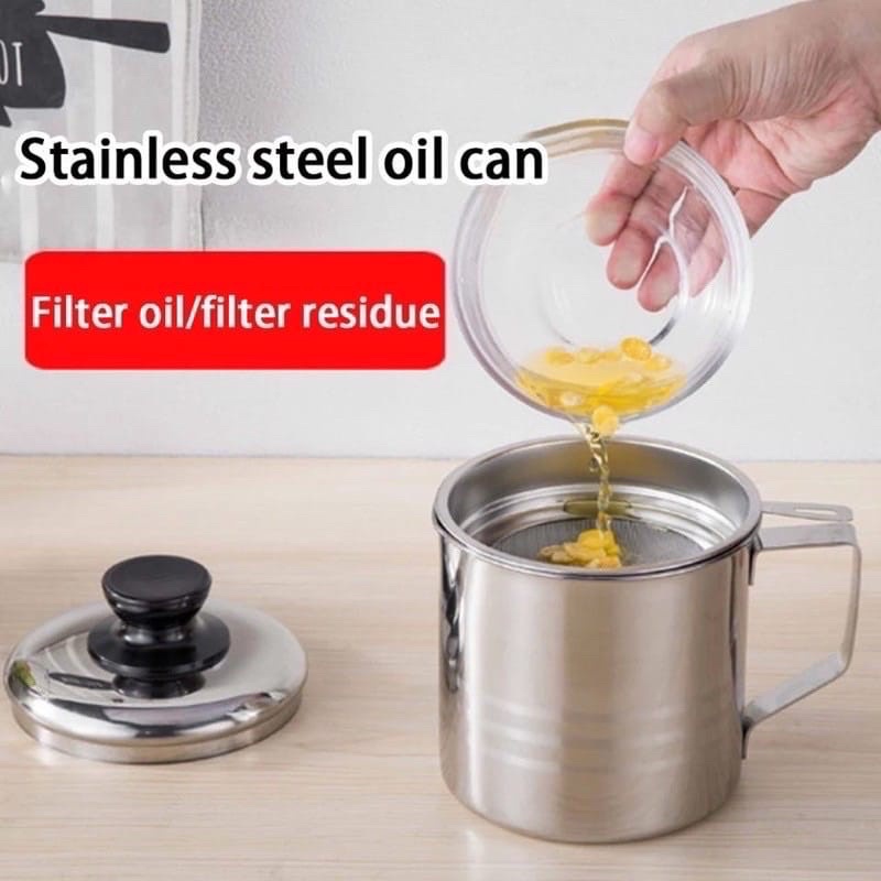 Oil Pot Stainless Home Pro uk 10cm 0.8Liter/Penyaring Minyak stainless HomePro uk 10cm