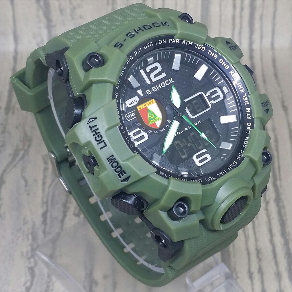 (EXCLUSIVE BOSSQUE) JAM TANGAN BANSER DUAL TIME - FULL HIJAU