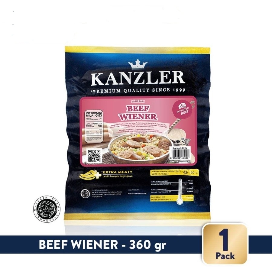 

BEEF WIENER KANZLER 360GR / 5PCS SOSIS SAPI HALAL