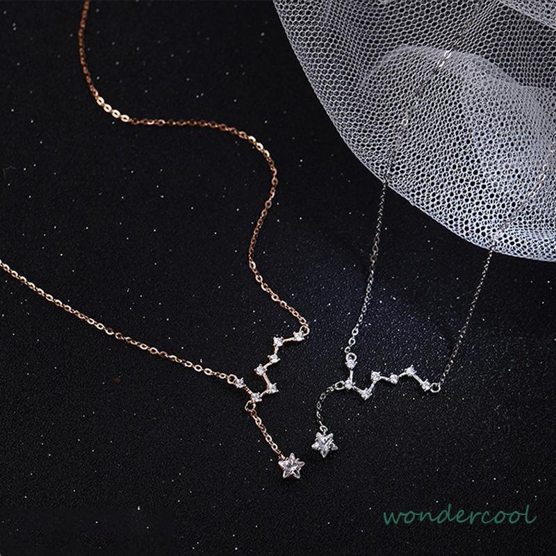 Big Dipper Wanita Trendy Temperamen Cahaya Mewah Desain Niche Rumbai Kalung Indah Sederhana-Won