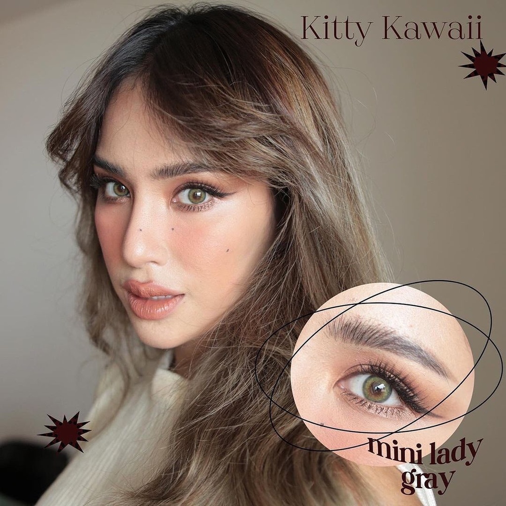 Softlens Kitty Kawaii Mini Lady - Soflens Warna Gray Brown bisa Minus