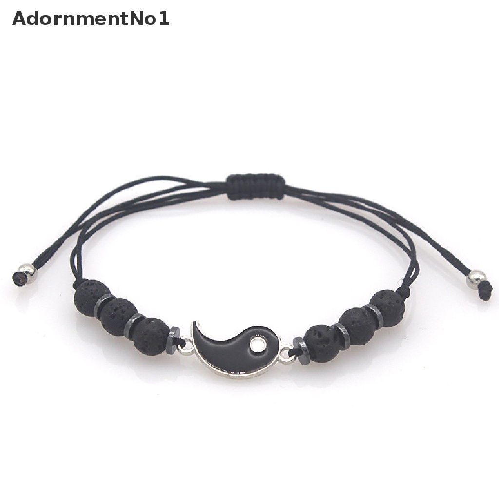 (AdornmentNo1) Gelang Tali Anyam Handmade Adjustable Dengan Charm Tai Chi Cina Untuk Pasangan / Teman