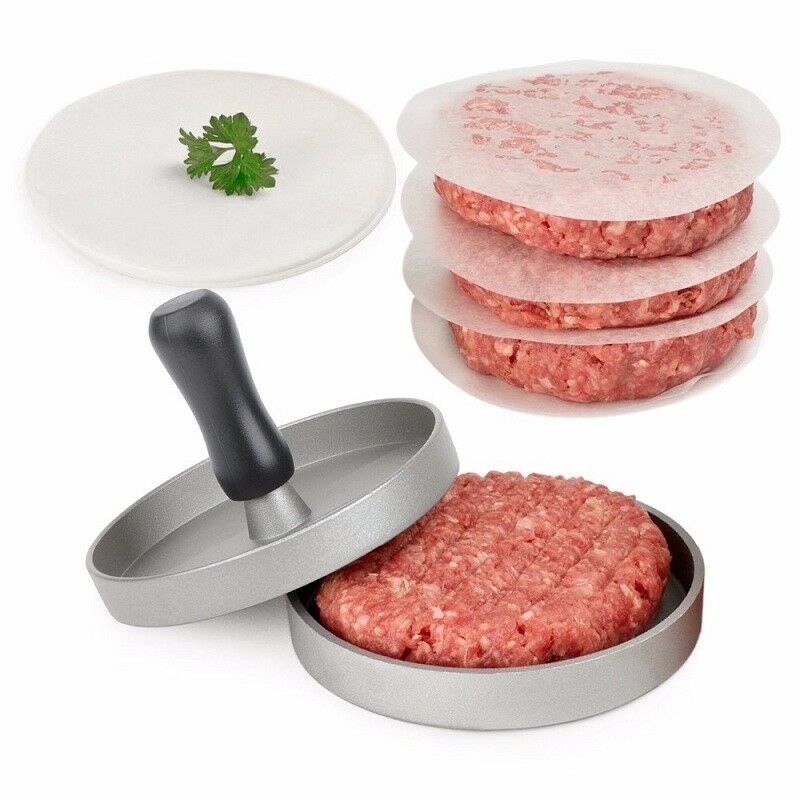 Cetakan Press Daging Aluminium Anti Lengket Bentuk Bulat BBQ Beef Hamburger Meat Presser Patty Maker Mould Alat Dapur