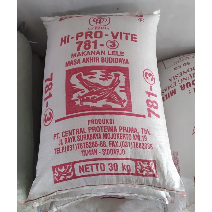 Pelet Ikan HI-PRO-VITE 781-3 Pellet Lele Gurame Nila 1 Karung 30 Kg