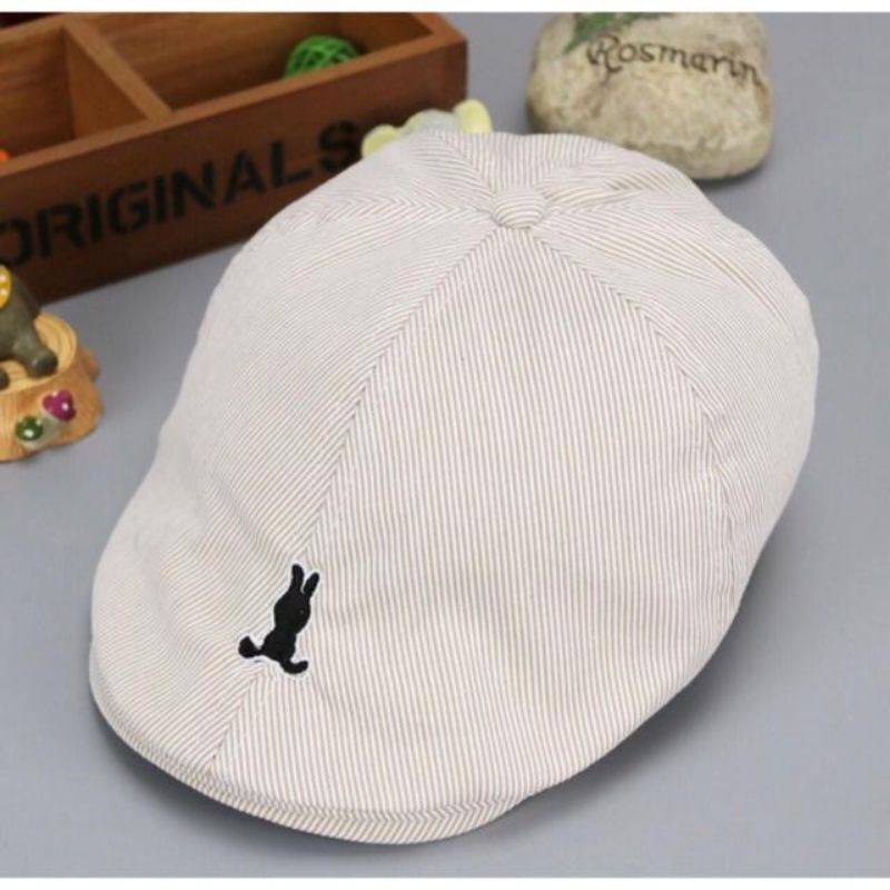 Topi Beret Anak Bayi Laki Baby boy hat cap Import-Beige