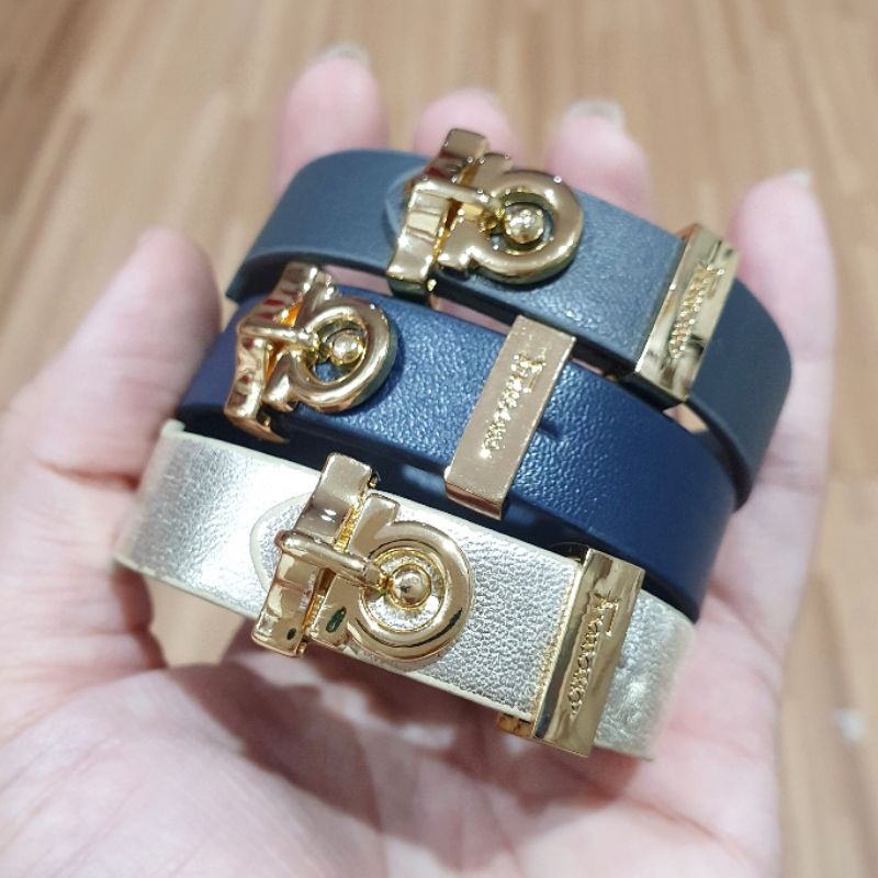 Promo Gelang kulit Motif ferragamooo import bahan kulit