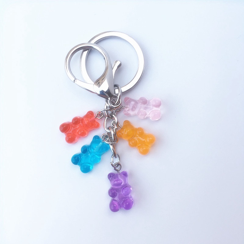 Resin Gummy Bear Keychain Flatback Resin Pendant Charms Resin Keyring