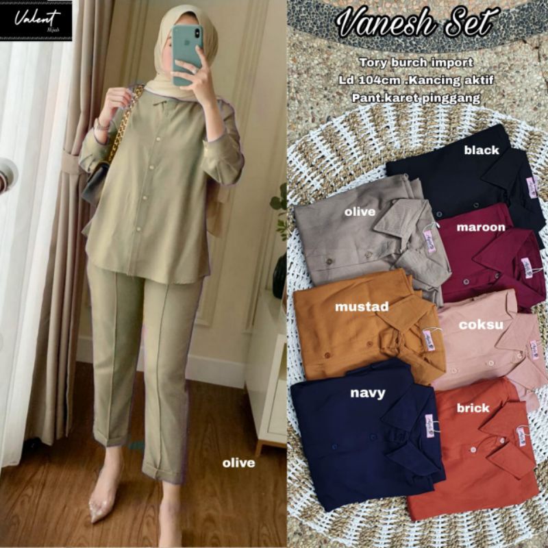 VANESH SET  // ONESET // BAJU WANITA // PAKAIAN WANITA MUSLIM // ONE SET // TORRY BURCH IMPORT BY VALENT HIJAB-5