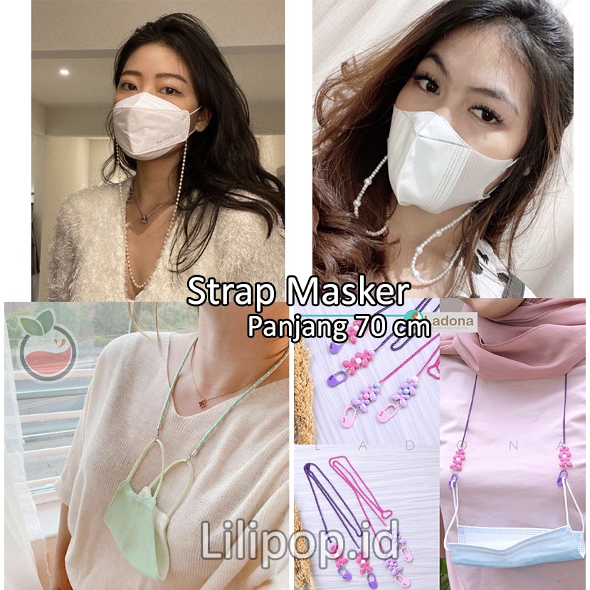 Kalung Strap Masker Tali Masker Kalung Mask Chain Rantai Mutiara Konektor Korea Kekinian