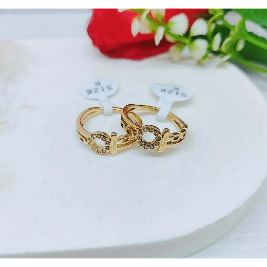 Cincin Titanium Permata Anti Karat Perhiasan Fashion R081/082