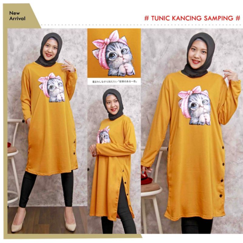 COD ATASAN TUNIK CUTE CAT FASHION WANITA MUSLIMAH