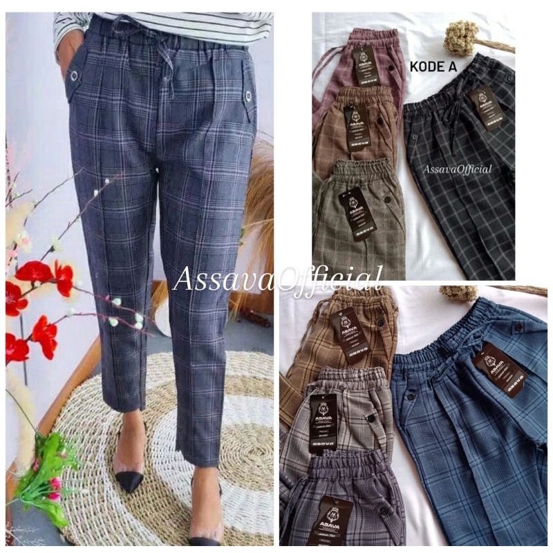 TARTAN PANTS - CELANA TARTAN MOTIF KOTAK WANITA - BAGGY PANTS MOTIF KEKINIAN / BAGGY PANTS KOTAK