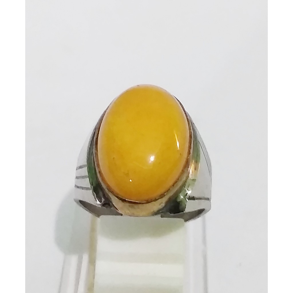 Cincin Batu Akik Giok Kuning Batu Asli