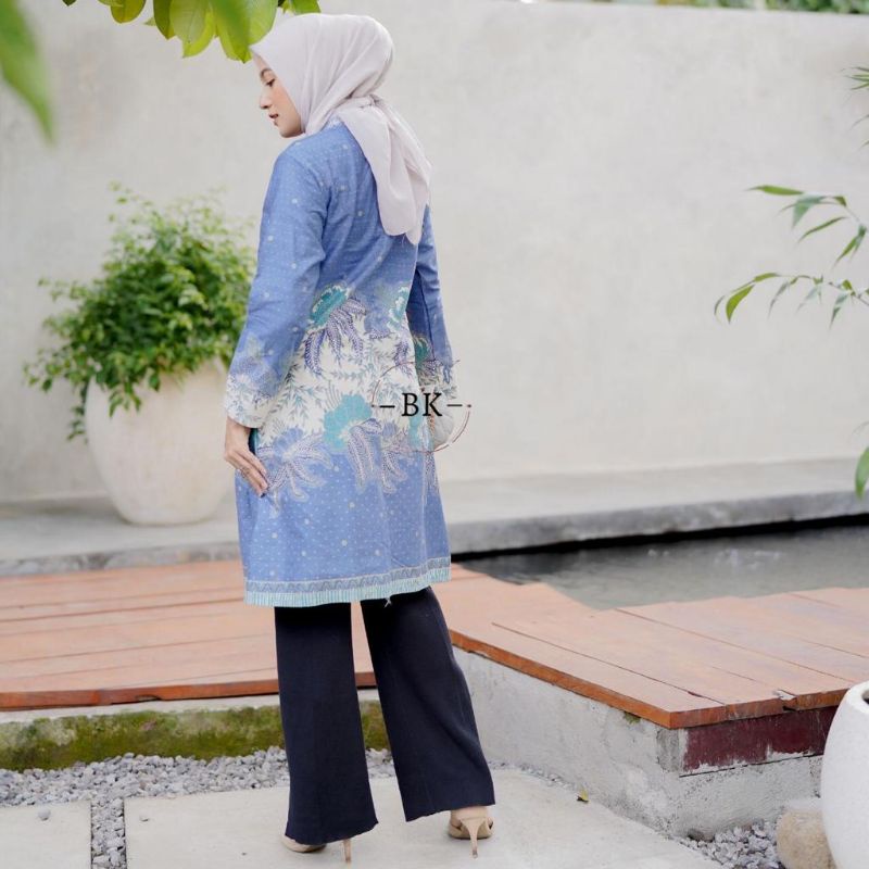 TUNIK BATIK MODERN KOMBINASI BOLERO SNOW||ATASAN WANITA||M-L-XL-XXL-3L