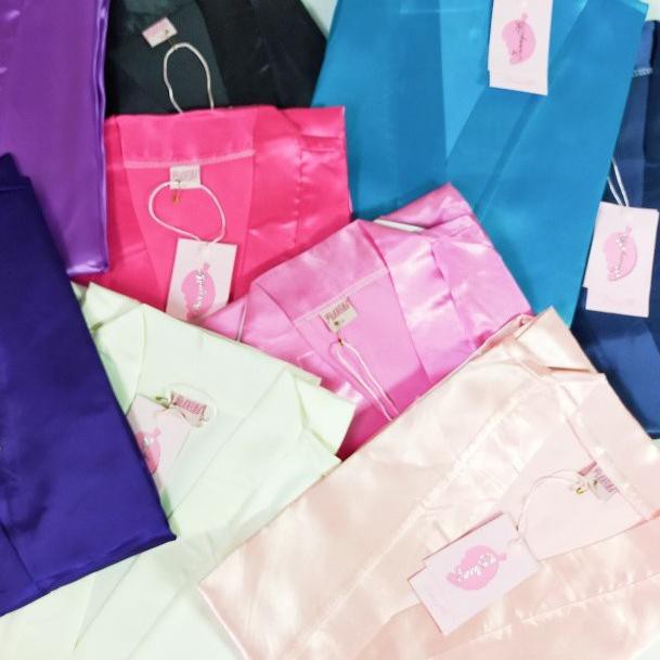 ♠ KIMONO DASTER SATIN POLOS WANITA BAJU TIDUR FUNNY ME FM3002 ▲