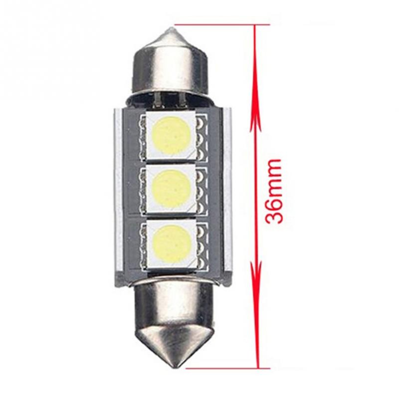 Lampu Interior Mobil LED Canbus 36mm C5W DE3423 3 SMD 12V 2 PCS -White