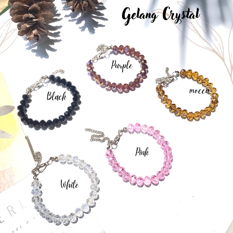 (gelang crystal) Gelang Rantai Crystal / Gelang Tangan Crystal Premium