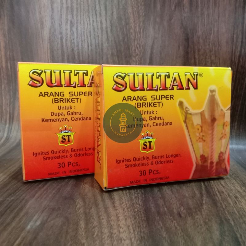 Arang Sultan Super Briket Original Arang Dupa Bukhur Gahru Kemenyan Isi 30 Pcs