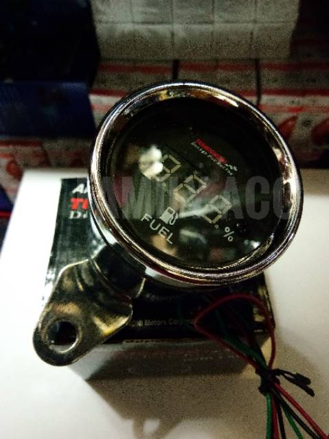 Amper Bensin Digital LED Bulat Chrome For Motor Universal