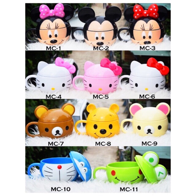 Mug limio karakter / gelas cangkir melamin mickey minnie hello kitty keropi doraemon pooh rilakuma