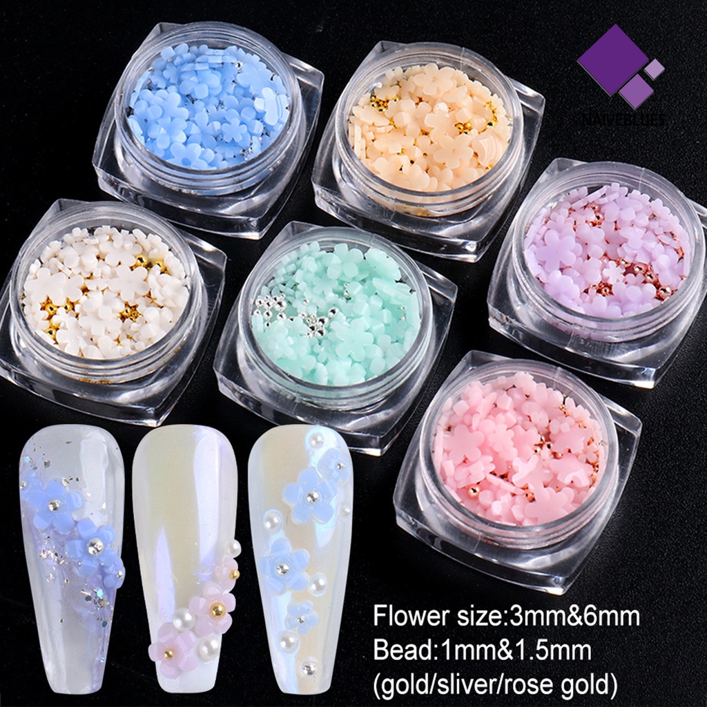 Naiveblue 1 Kotak Dekorasi Nail Art 3D Bahan Resin Warna Gradasi