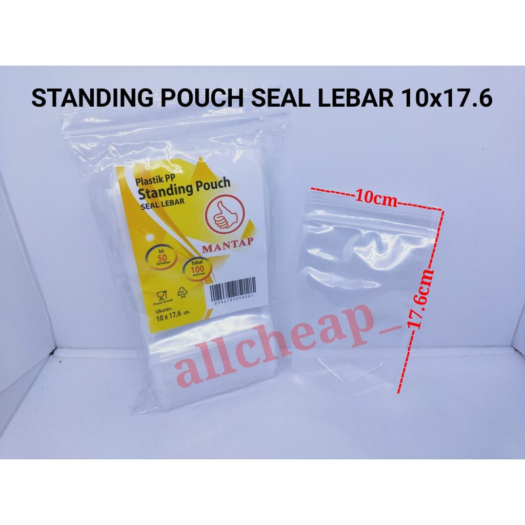 isi 50PCS PP STANDING POUCH MANTAP 10x17 SEAL LEBAR PP KLIP BENING BERDIRI