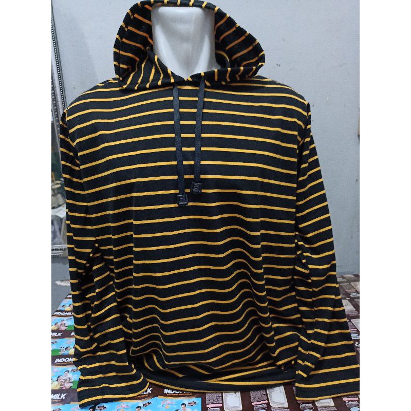 kaos hoodie hitam kuning kecil Lengan panjang size S-5XL