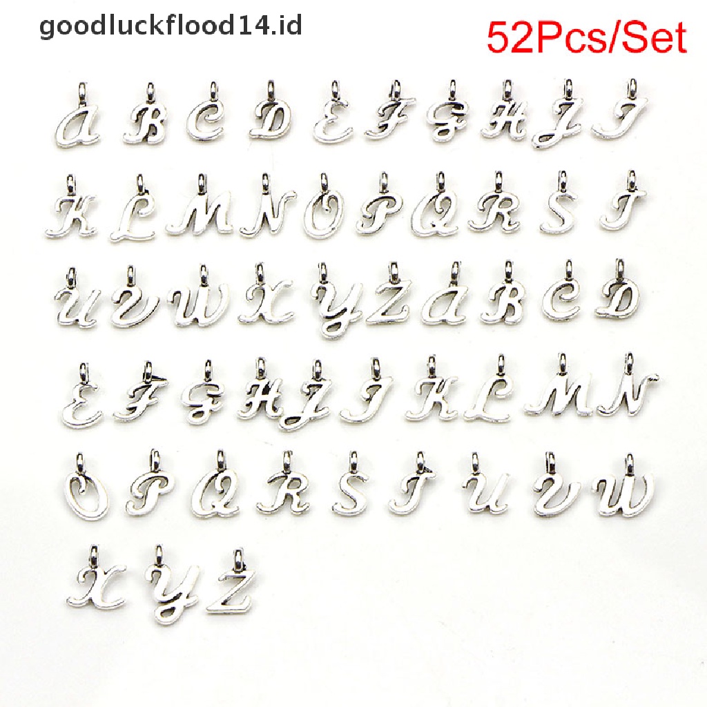 [OOID] 52Pcs/Set Bulk Lots Tibetan Silver Mix Charm 26 Letter A-Z Pendants Jewelry DIY ID