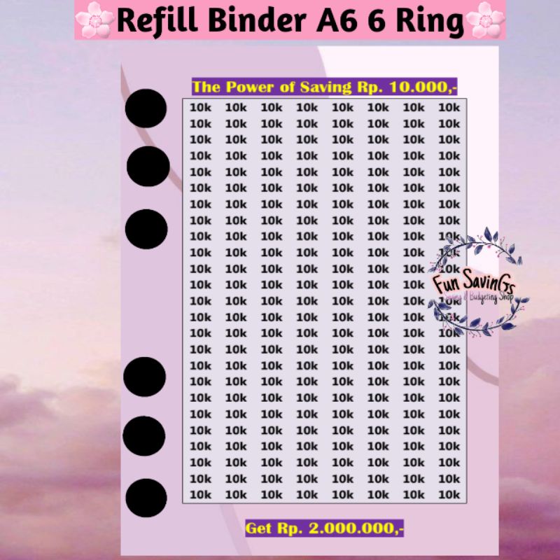 

FUN] Isi Binder A6 6 Ring | The Power of Rp. 10.000,- | Refill Binder | Tantangan Menabung Rp. 10.000 ,- | Binder Keuangan | Sinking Fund | Fun Savings