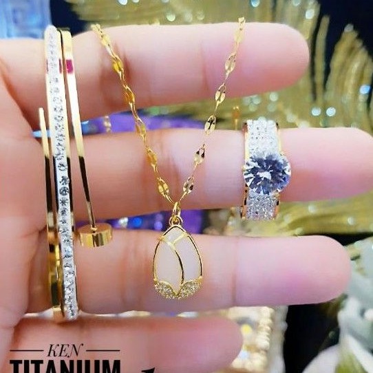 Titanium set perhiasan wanita vxcj54