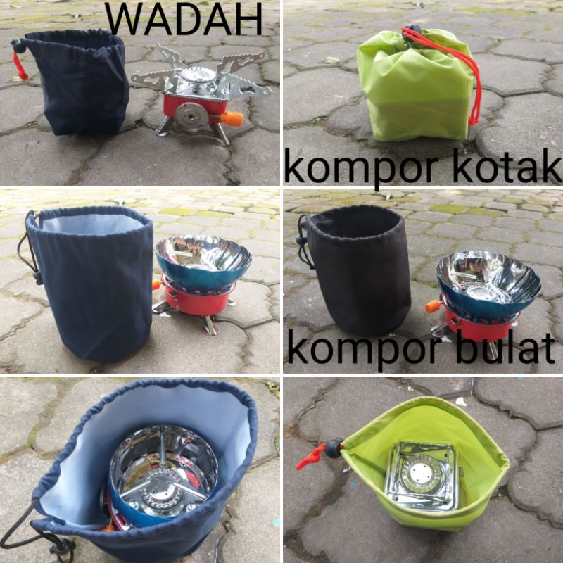 Wadah kompor portable kotak dan kompor windproof bulat kembang