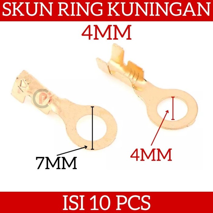 Isi 10 Pcs Skun Bulat 4 MM 4MM Skun Ring Terminal Kuningan