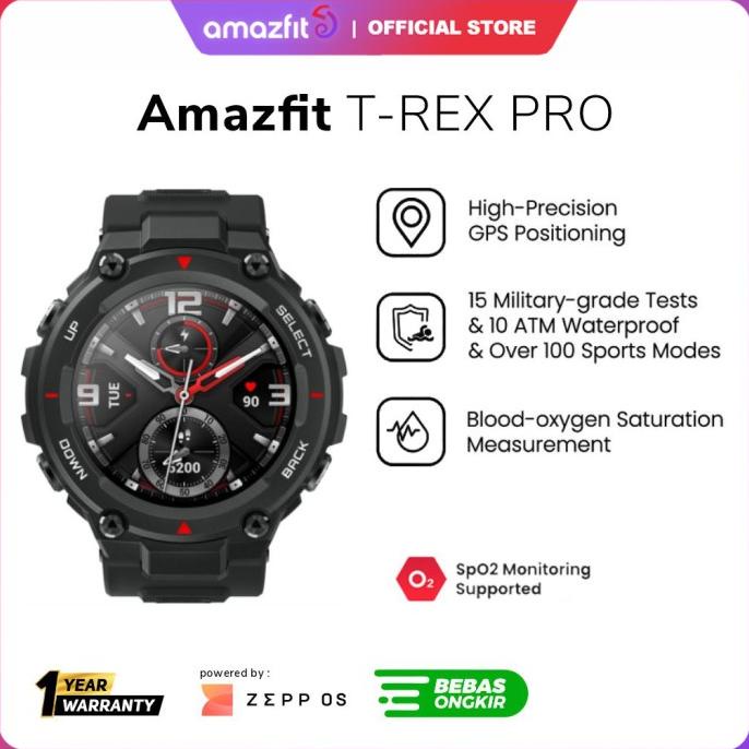 Amazfit T-Rex Pro Smartwatch GPS 10 ATM jam tangan 100+ Sports Modes
