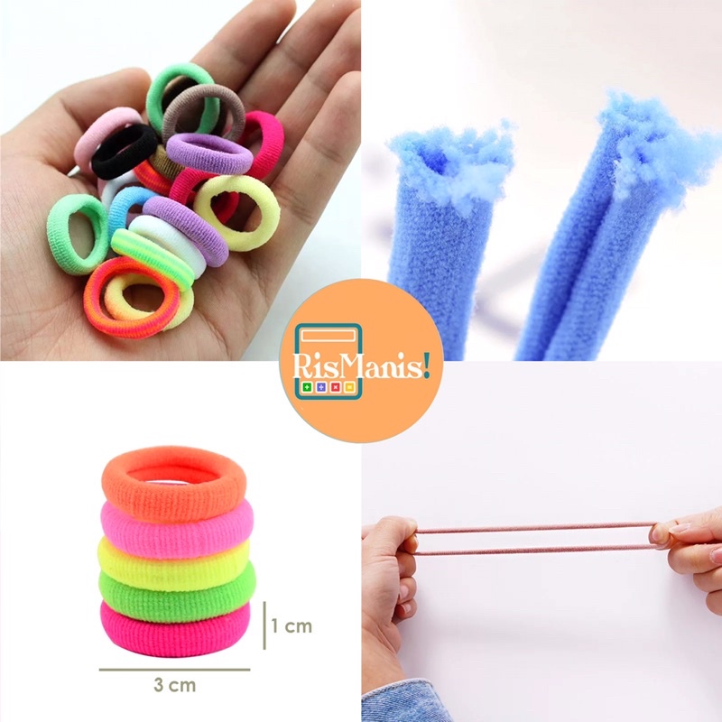 COLORFUL MINI HAIR-BANDS - Karet Handuk Ikat Rambut Donat Lucu Nilon Elastis Aneka Warna Cantik