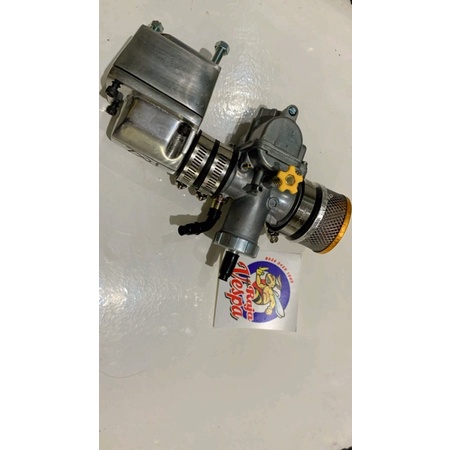 (..TERMURAH..)  MANIPOL MANIFOLD INTAKE INTEK VESPA EMBOS RXZ KOMPLIT KARBU PE KEIHIN 28 DAN FILTER 