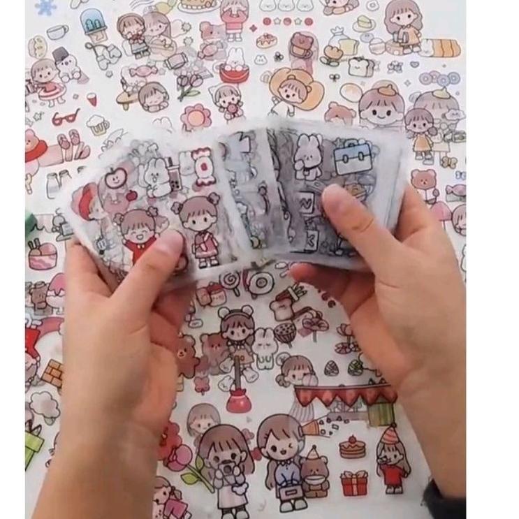 

Tidak Diragukan.. 50/100 lembar sticker dengan box bahan PVC untuk scrapbook/Tumbler