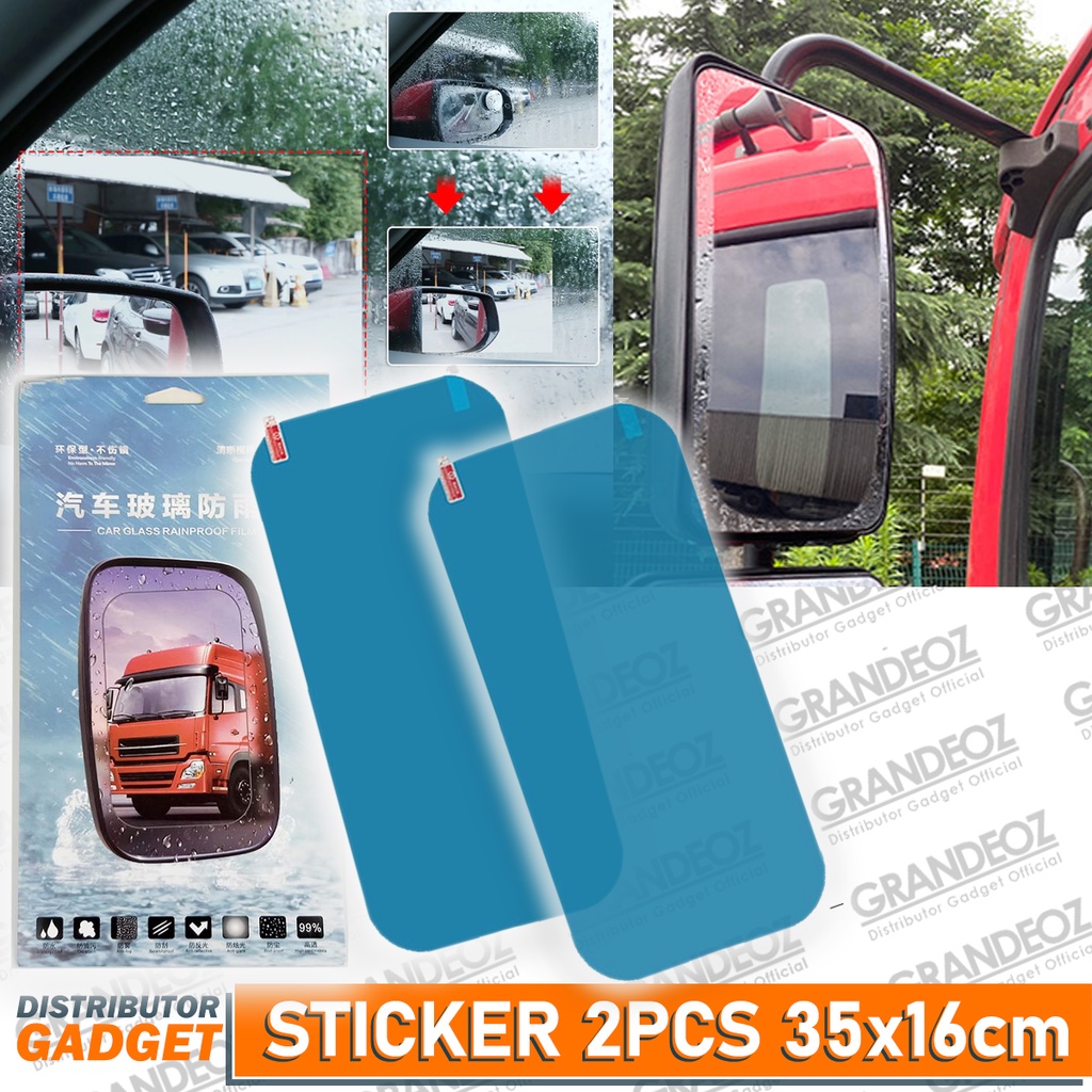 2 PCS Sticker 35 x 16 cm Kaca Spion Truk / Bus Film Hujan Film Trek Waterproof Pelindung Film Reflek