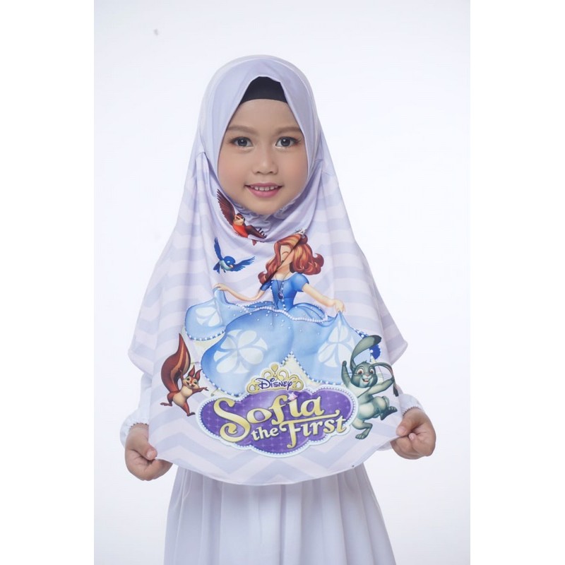 BERGO HIJAB INSTANT PRINTING ANAK MOTIF SHOFIYA / JILBAB INSTANT ANAK KARAKTER LUCU