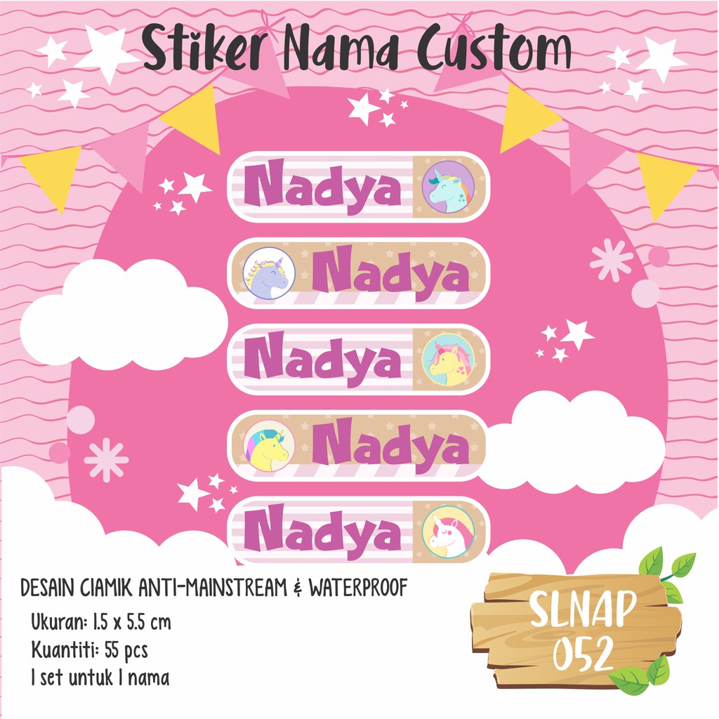 SLNAP 052 stiker label  nama  anak kartun  perempuan girl 