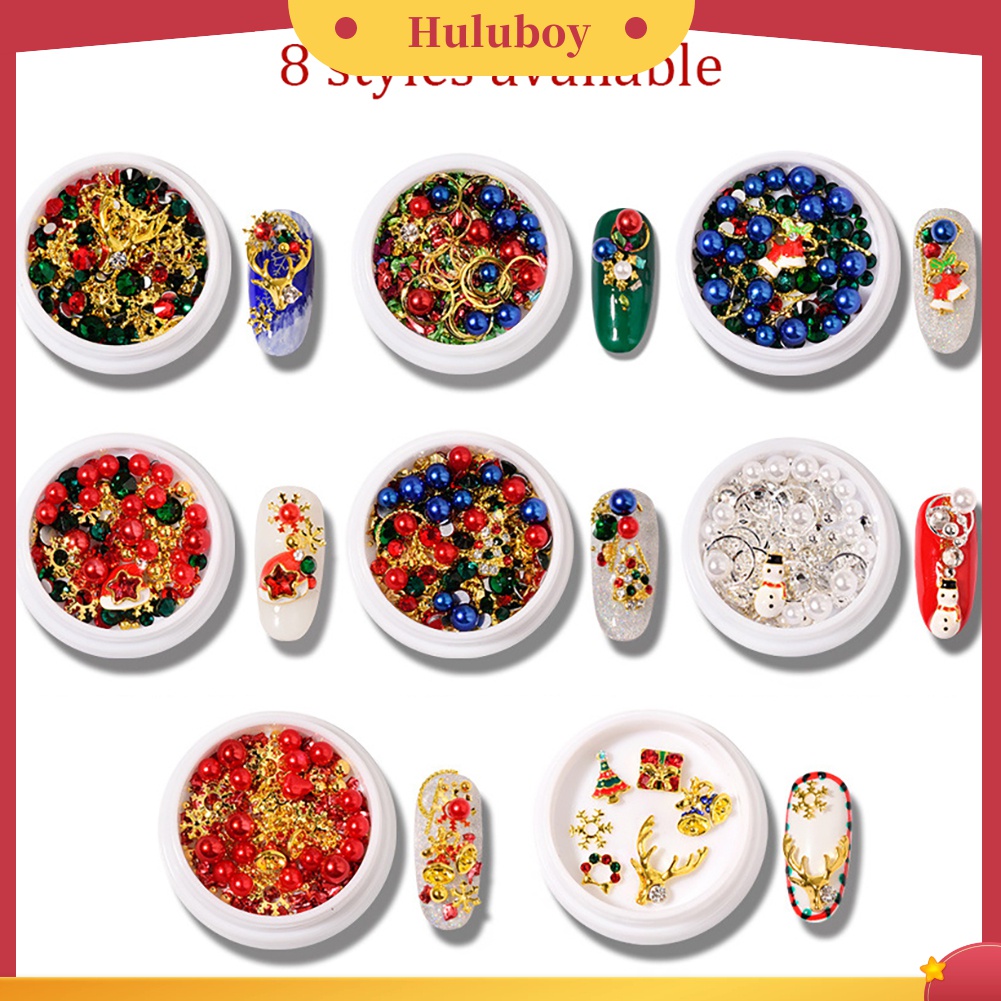 Huluboy Huluboy♡ Dekorasi Nail Art Bentuk Kepingan Salju Natal Bahan Alloy