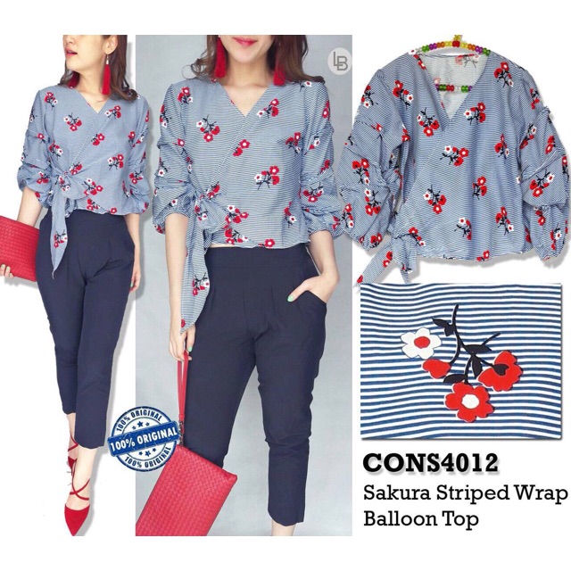 B621 Consenso Blue striped blouse