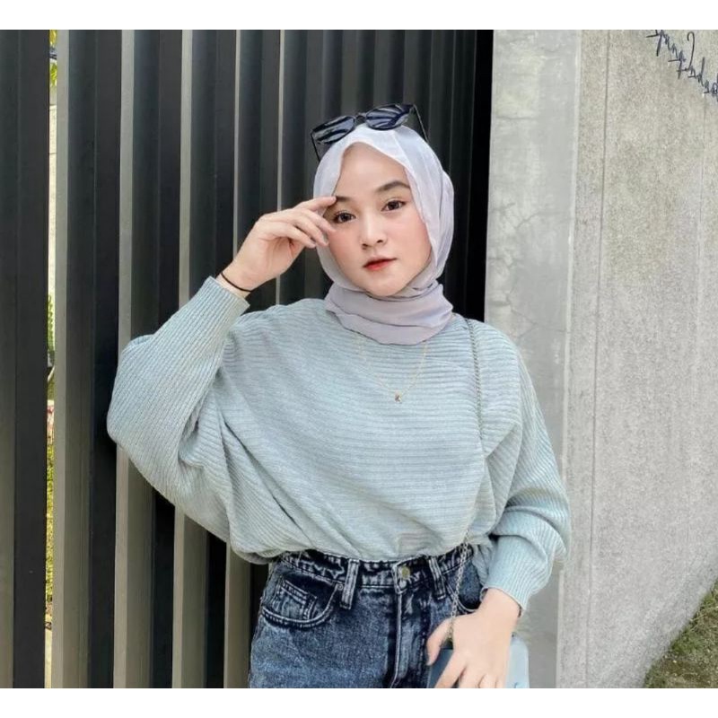 LASPERAL BATWING KNIT BAHAN RAJUT HALUS SIZE M-XXL LD 95-130 PJ 45-60cm MUAT SAMPE BB 35-80KG