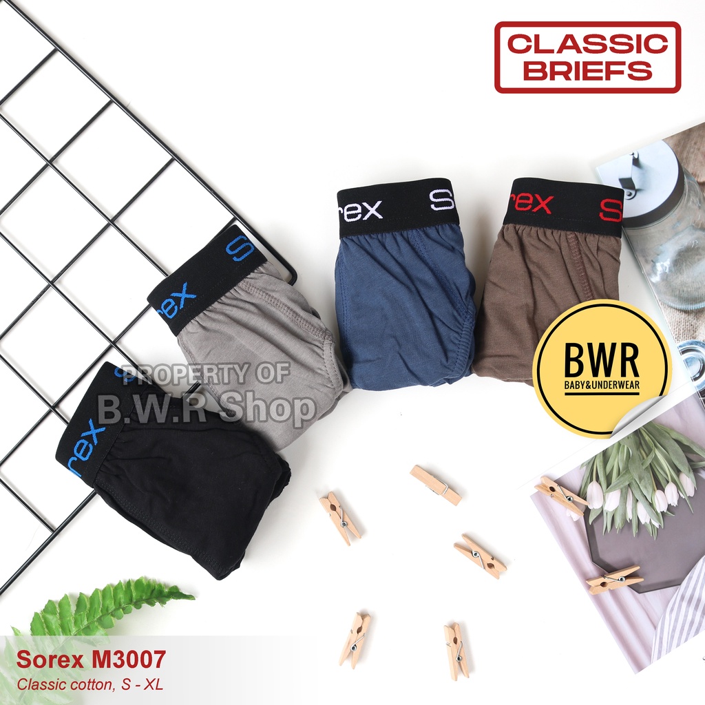 [ Ecer ] CD Sorex M3007 / Celana Dalam Pria Karet Tebar Classic Cotton Briefs | Bwr