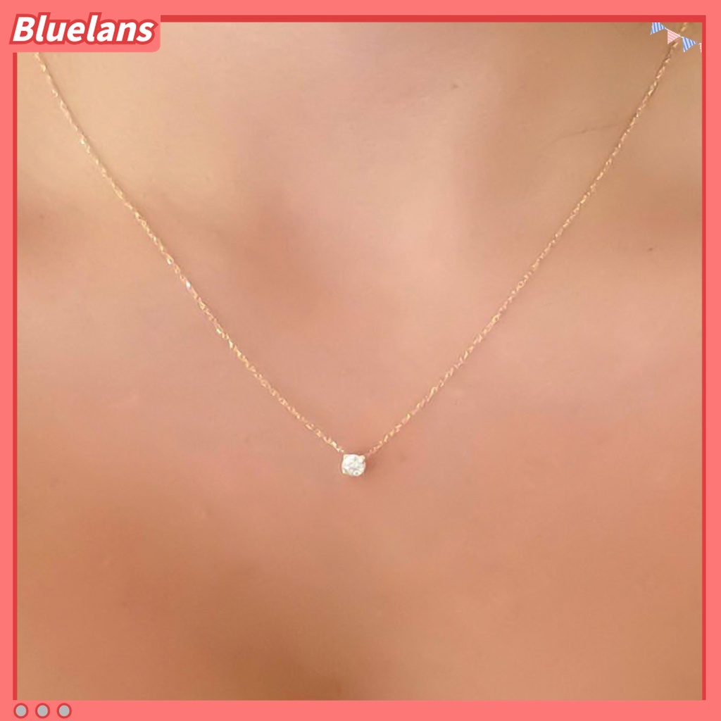 Bluelans Kalung Rantai Tipis Hias Cubic Zirconia Untuk Wanita