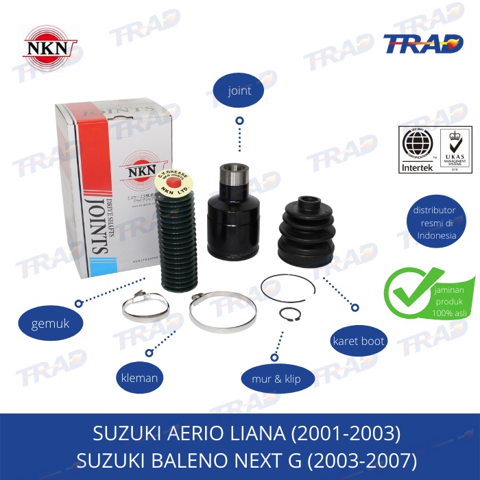 CV Joint AS Roda Dalam NKN Suzuki Aerio Liana, Baleno Next G
