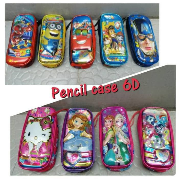 

kotak pensil timbul 6D/pencil case 6D/tempat pensil anak - Merah