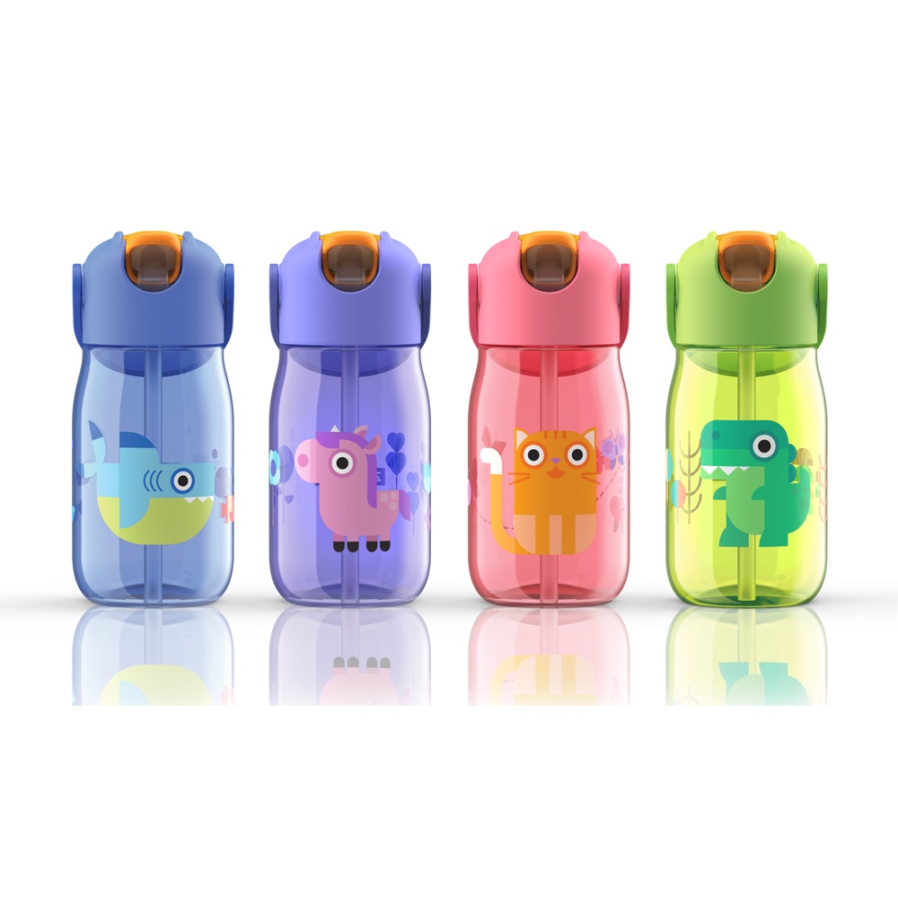 Zoku Kids Flip Straw Bottle - Botol Minum Anak, Botol Minum Sedotan, Botol Minum Anak anti tumpah