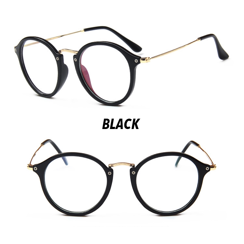 （YUZHU）COD Bayar di Tempat Minus 0°~-400° Korean Design Retro Bulat Kacamata Eyeglasses Wanita/Pria